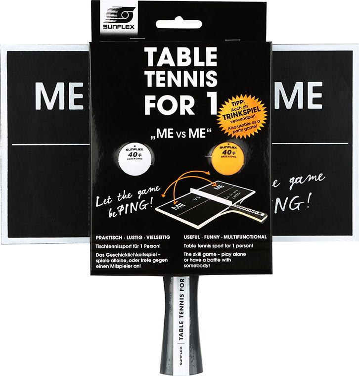 Sunflex Tischtennisschläger Table Tennis For 1 - Set besteht aus einer Platte und zwei Bällen